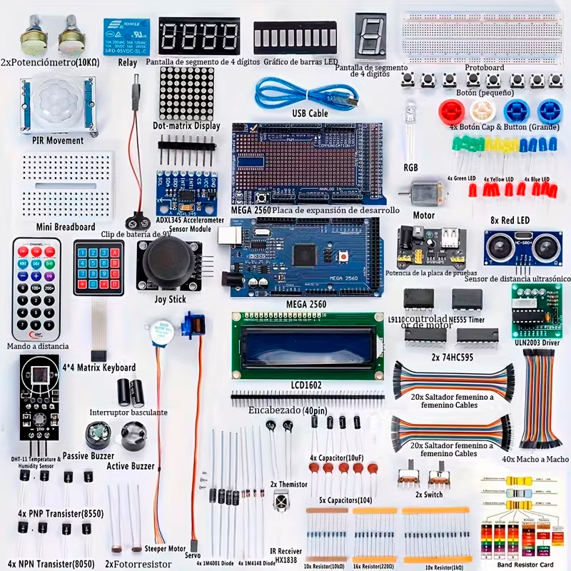 Kit de Inicio Pro Arduino MEGA 2560 – Pack Completo con LCD1602 y Servo Motor